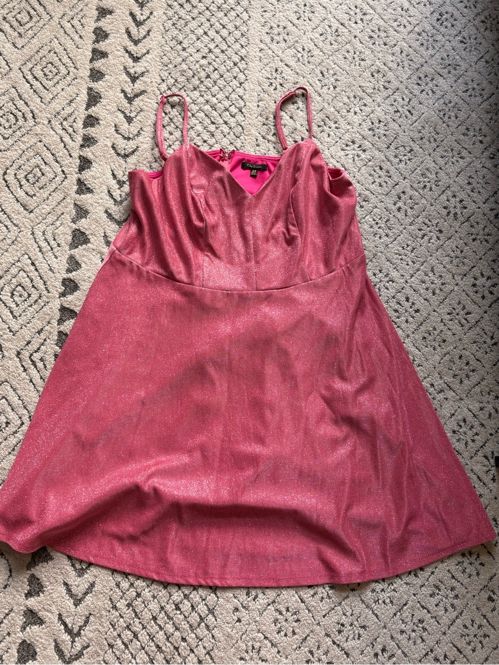 City Studio Shimmery Rose Pink Spaghetti-Strap Mini Dress